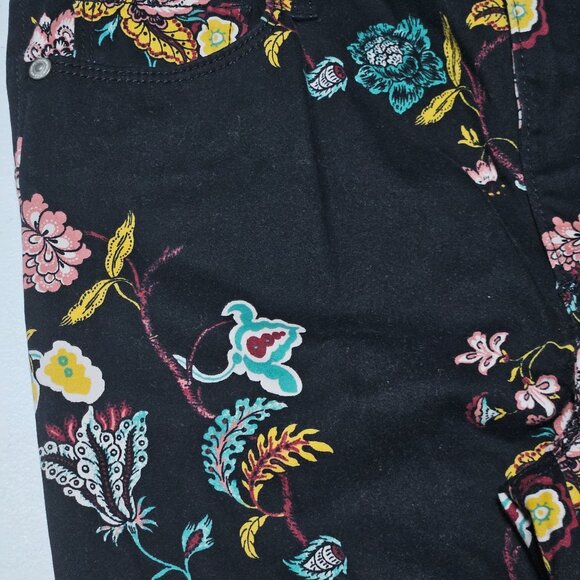 Loft Outlet Floral Print Black Skinny Legging Jeans Womens Size 8 Denim Pants - Picture 4 of 6